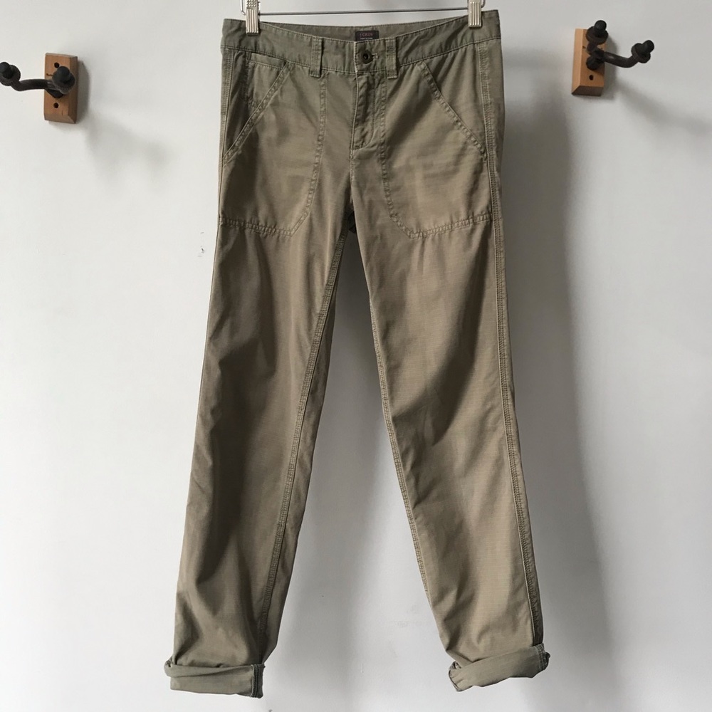 J.Crew City Fit Green Ripstop Pants Size 00